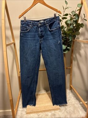 Zara Women's Dark Blue Straight Jeans